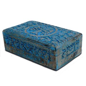 bhavatu |wooden jewelry box, jewelry box, tarot box, celestial home decor, witch box, tree of life, trinket box |size- 8" x 5" x 2.5",| decorative storage bin