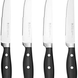 HENCKELS Forged Accent Razor-Sharp 4-Piece Steak Knife Set, Black, German Engineered Knife Informed by over 100 Years of Mastery