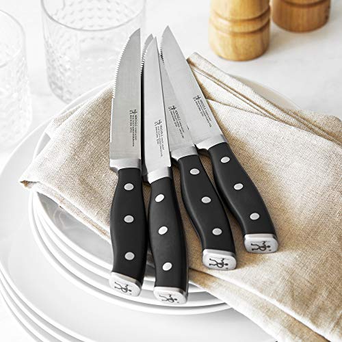 HENCKELS Forged Accent Razor-Sharp 4-Piece Steak Knife Set, Black, German Engineered Knife Informed by over 100 Years of Mastery