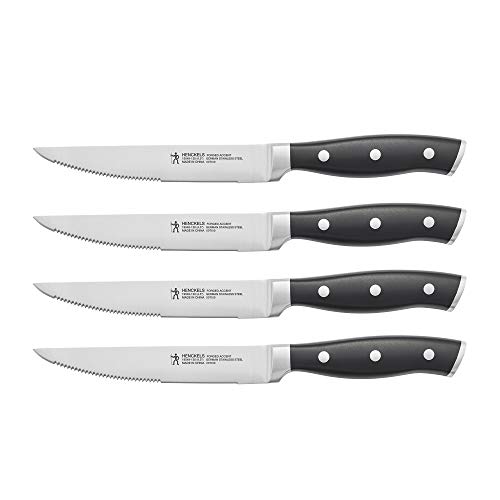 HENCKELS Forged Accent Razor-Sharp 4-Piece Steak Knife Set, Black, German Engineered Knife Informed by over 100 Years of Mastery