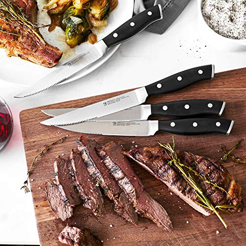 HENCKELS Forged Accent Razor-Sharp 4-Piece Steak Knife Set, Black, German Engineered Knife Informed by over 100 Years of Mastery