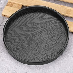 Round Serving Tray, Black Wooden Trays for Tea Coffee Food Place Plate Restaurant (8.27 x 0.79 in)