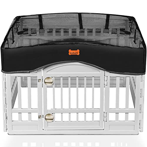 LOOBANI Pet Playpen Mesh Fabric Top Cover, Dog Playpen Cover Provide Shaded Areas for Pets, Cover for Dog Playpen for Indoor/Outdoor Use, Fits 36" Playpen 4-Panel (Note: Cover Only!!)