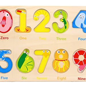 Aile Wooden Preschool Learning Number Puzzles Toys for Kids Age 2-4， Educational Toys