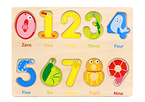 Aile Wooden Preschool Learning Number Puzzles Toys for Kids Age 2-4， Educational Toys