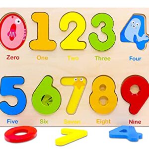 Aile Wooden Preschool Learning Number Puzzles Toys for Kids Age 2-4， Educational Toys