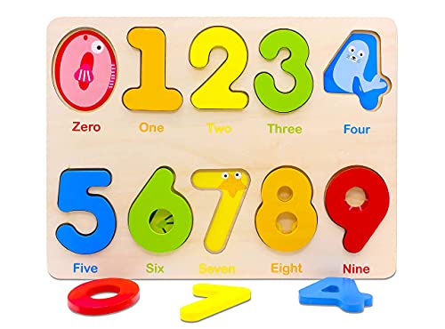 Aile Wooden Preschool Learning Number Puzzles Toys for Kids Age 2-4， Educational Toys