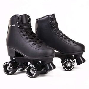 skate gear extra support quad roller skates for kids and adults (black, women's 7 / youth 6 / men's 6)