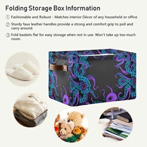 KEEPREAL Large Storage Basket Bin Cartoon Octopus Storage Cube Box Foldable Canvas Fabric Collapsible Organizer with Handles for Home Office Closet, 2PCS