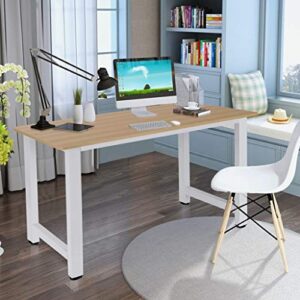 desktop computer desk, home office study writing table computer gaming table bedroom laptop study table, 47.2inch student workstation study reading writing desk pc laptop table (white)