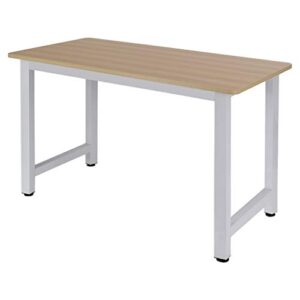 Desktop Computer Desk, Home Office Study Writing Table Computer Gaming Table Bedroom Laptop Study Table, 47.2inch Student Workstation Study Reading Writing Desk PC Laptop Table (White)