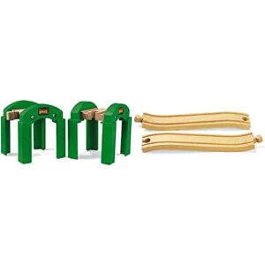 brio world - 33253 stacking track supports | 2 piece toy train accessory for kids age 3 and up, green & brio world - 33332 ascending tracks | 2 piece wooden train tracks for kids ages 3 and up