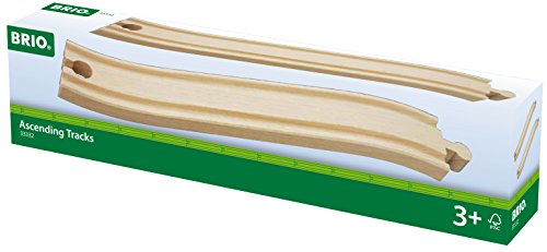 Brio World - 33253 Stacking Track Supports | 2 Piece Toy Train Accessory for Kids Age 3 and Up, Green & BRIO World - 33332 Ascending Tracks | 2 Piece Wooden Train Tracks for Kids Ages 3 and Up