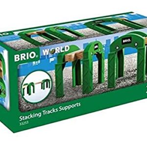 Brio World - 33253 Stacking Track Supports | 2 Piece Toy Train Accessory for Kids Age 3 and Up, Green & BRIO World - 33332 Ascending Tracks | 2 Piece Wooden Train Tracks for Kids Ages 3 and Up