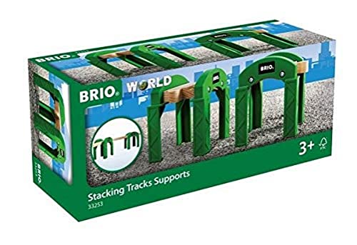 Brio World - 33253 Stacking Track Supports | 2 Piece Toy Train Accessory for Kids Age 3 and Up, Green & BRIO World - 33332 Ascending Tracks | 2 Piece Wooden Train Tracks for Kids Ages 3 and Up