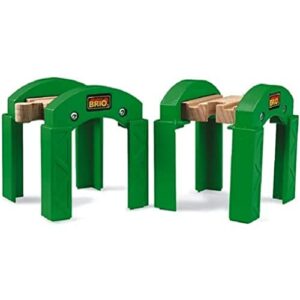 Brio World - 33253 Stacking Track Supports | 2 Piece Toy Train Accessory for Kids Age 3 and Up, Green & BRIO World - 33332 Ascending Tracks | 2 Piece Wooden Train Tracks for Kids Ages 3 and Up