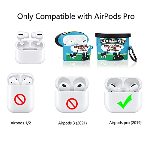 Suublg Silicone Cute Airpods Pro Bottle Case with Keychain, 3D Ice Cream Skin Design Earphone Accessories Kits Airpod Charging Protective Covers Compatible for Airpods Earphone
