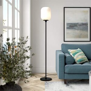 Agnolo 69" Tall Floor Lamp with Glass Shade in Blackened Bronze/White Milk