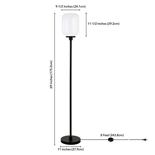 Agnolo 69" Tall Floor Lamp with Glass Shade in Blackened Bronze/White Milk