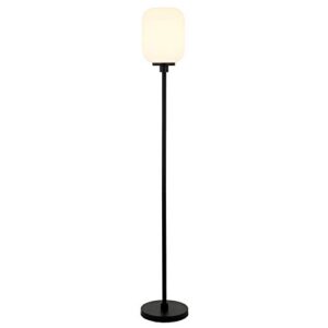 Agnolo 69" Tall Floor Lamp with Glass Shade in Blackened Bronze/White Milk