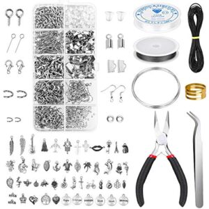 jewelry making kit, paxcoo necklace making kit with jewelry wire, jewelry tools and findings, crimp beads, bracelet clasps and closures for beading, jewelry making supplies and repair