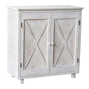 Parisloft Rustic Farmhouse Wood Accent Buffet Sideboard Storage Server Cabinet with 2 Doors,Entryway Kitchen Dining Console Living Room Stand, 32" H, White