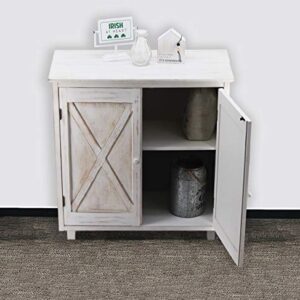 Parisloft Rustic Farmhouse Wood Accent Buffet Sideboard Storage Server Cabinet with 2 Doors,Entryway Kitchen Dining Console Living Room Stand, 32" H, White