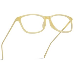 wearme pro - rectangular blue light elegant metal frame modern glasses (beige)