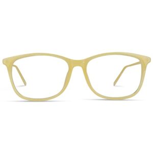 WearMe Pro - Rectangular Blue Light Elegant Metal Frame Modern Glasses (Beige)