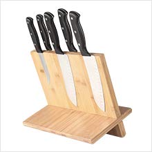 Kitchen Seven Knife Block Magnetic Knife Holder with Powerful Magnet, 100% Pure Bamboo Large Capacity Knife Organizer Block, Double Side Strongly Magnetic Kitchen Utensil Display Stand