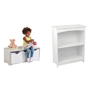 kidkraft nantucket storage bench - white & nantucket 2-shelf bookcase - white