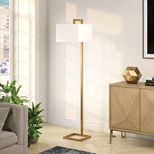 grayson 68" tall floor lamp with fabric shade in brass/white