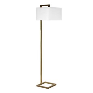 Grayson 68" Tall Floor Lamp with Fabric Shade in Brass/White