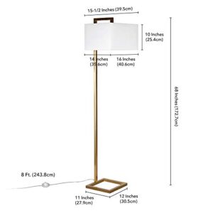 Grayson 68" Tall Floor Lamp with Fabric Shade in Brass/White