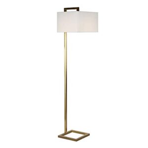 Grayson 68" Tall Floor Lamp with Fabric Shade in Brass/White