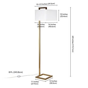 Grayson 68" Tall Floor Lamp with Fabric Shade in Brass/White