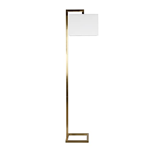 Grayson 68" Tall Floor Lamp with Fabric Shade in Brass/White