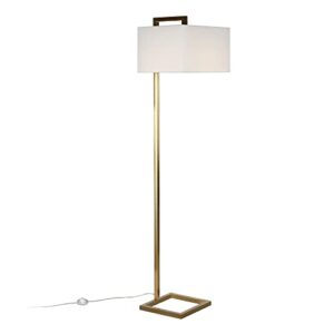 Grayson 68" Tall Floor Lamp with Fabric Shade in Brass/White