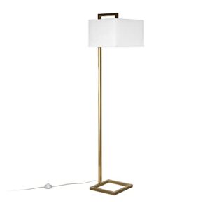 Grayson 68" Tall Floor Lamp with Fabric Shade in Brass/White