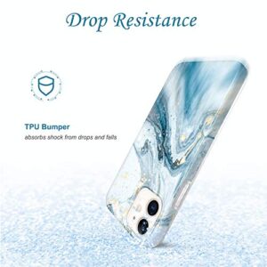 JIAXIUFEN Gold Sparkle Glitter Case Compatible with iPhone 12 Mini Marble Design Slim Shockproof TPU Soft Rubber Silicone Cover Phone Case 5.4 inch 2020 Blue