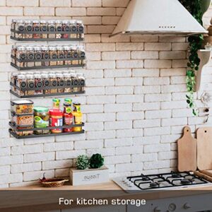 Scnvo Wall Mounted Spice Rack Organizer 4 Pack, Floating Shelves Storage for Pantry Cabinet Door, Sturdy Hanging Seasoning Organizer Jars Storage for Kitchen, Bathroom, Black