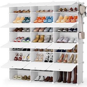 homidec shoe storage cabinet, 48 pairs shoe rack 3 by 8 tier shoe organizer space saving shoe storage for closet hallway living room bedroom garage (white)
