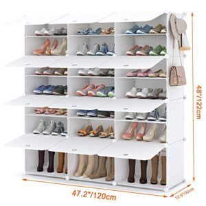 HOMIDEC Shoe Storage Cabinet, 48 Pairs Shoe Rack 3 by 8 Tier Shoe Organizer Space Saving Shoe Storage for Closet Hallway Living Room Bedroom Garage (White)