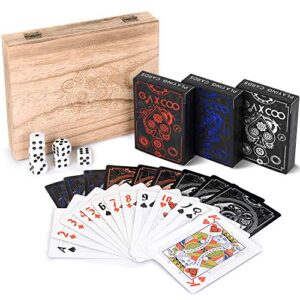 luxury set playing cards, premium, unique decks, poker, games, custom, adults, casino, standard 3 decks for any occasion premium wood box included