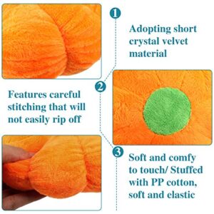 4 Pieces Stuffed Pumpkin Fluffy Pumpkin Plush Toy Thanksgiving Halloween Pumpkins Decorative Couch Throw Pillow Pumpkin Toys Gift for Kids Toddlers Babies Orange