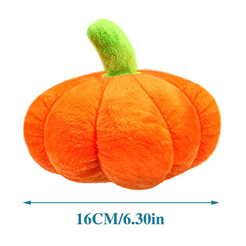 4 Pieces Stuffed Pumpkin Fluffy Pumpkin Plush Toy Thanksgiving Halloween Pumpkins Decorative Couch Throw Pillow Pumpkin Toys Gift for Kids Toddlers Babies Orange