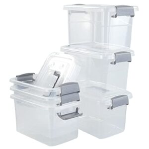 obstnny 6 packs small plastic container box, latching storage bins with handle, 5 l