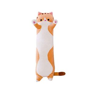 zhidiloveyou long plush pillow of cute cat for kids and adults, plush toy gift(27.5", brown)