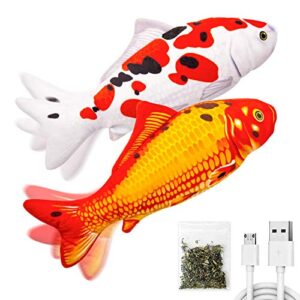 tooge 2 pack 11" floppy fish cat toys with silvervine and catnip for indoor cats for small dogs interactive automatic flopping fish cat kicker toys for cats puppy small dog