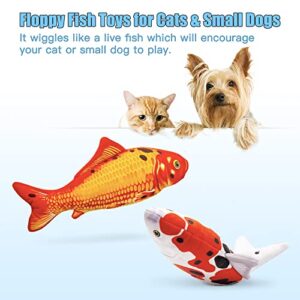 TOOGE 2 Pack 11" Floppy Fish Cat Toys with SilverVine and Catnip for Indoor Cats for Small Dogs Interactive Automatic Flopping Fish Cat Kicker Toys for Cats Puppy Small Dog